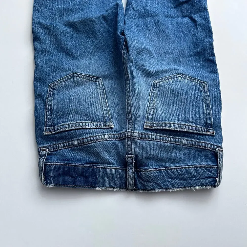 Gap Girlfriend High Waisted Distressed Raw Hem Jeans - Size 8